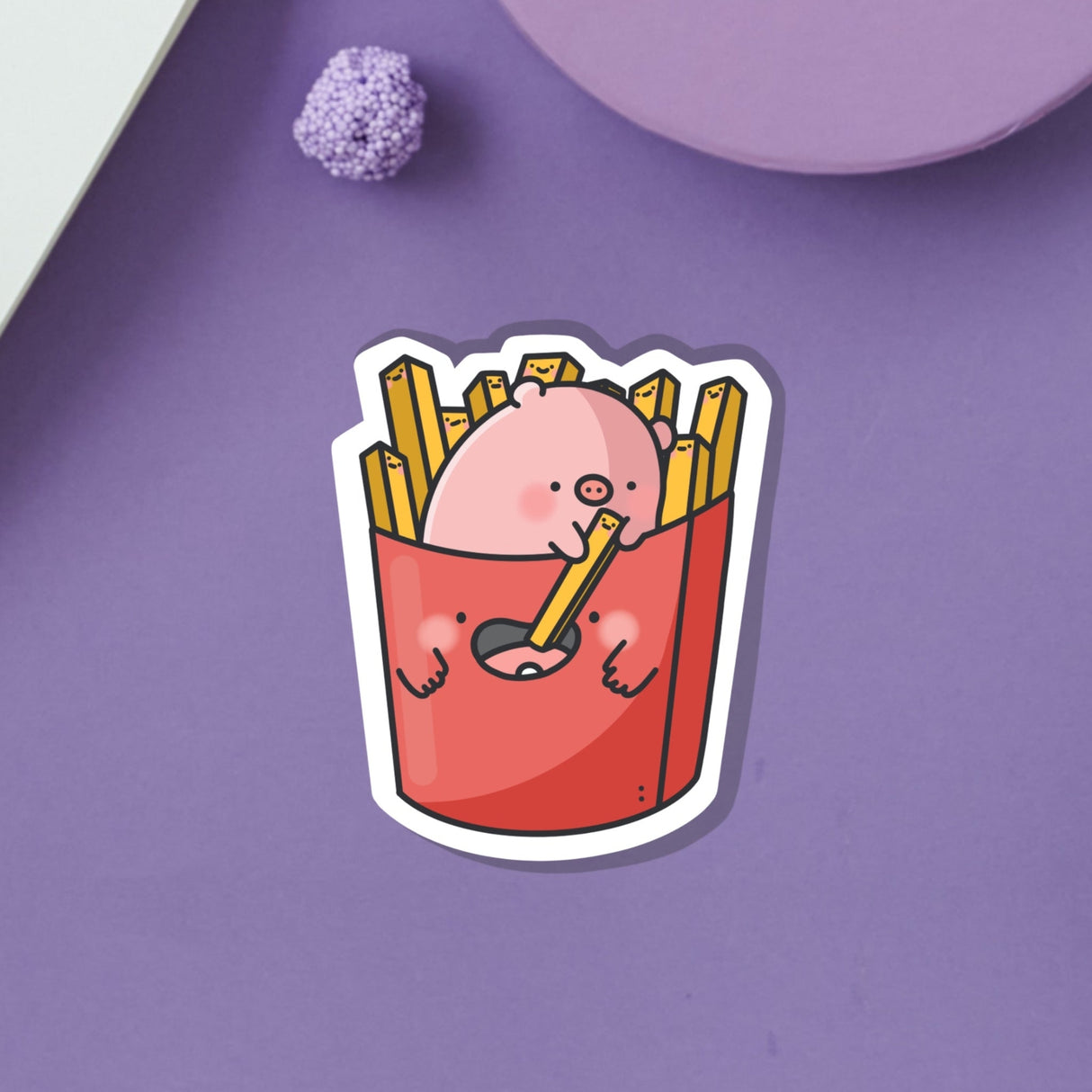 Cute Fries Pig Vinyl Sticker