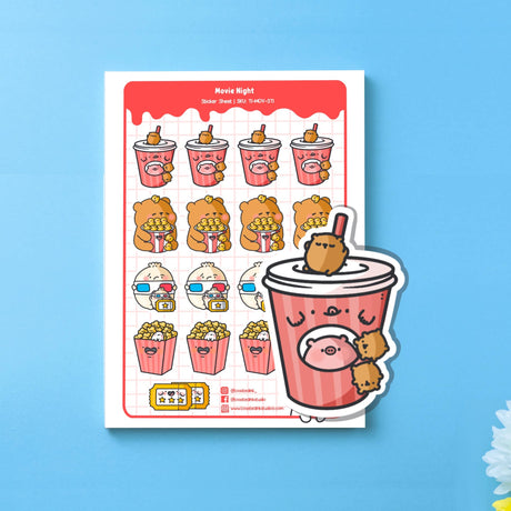 Cute Movie Night Planner Stickers