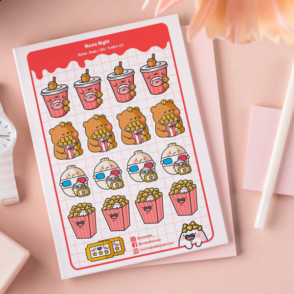 Cute Movie Night Planner Stickers