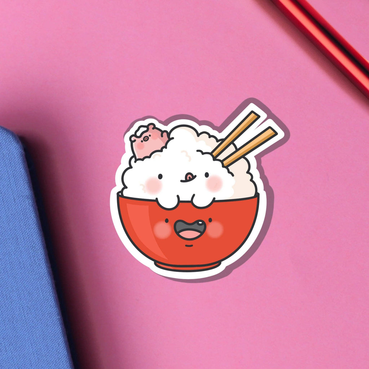 Cute Rice Bowl Vinyl Sticker