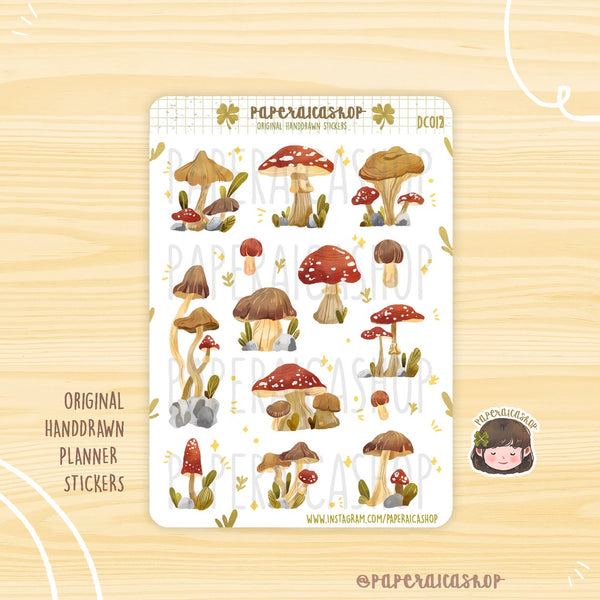 Cute Mushrooms Planner Stickers PaperaicaShop