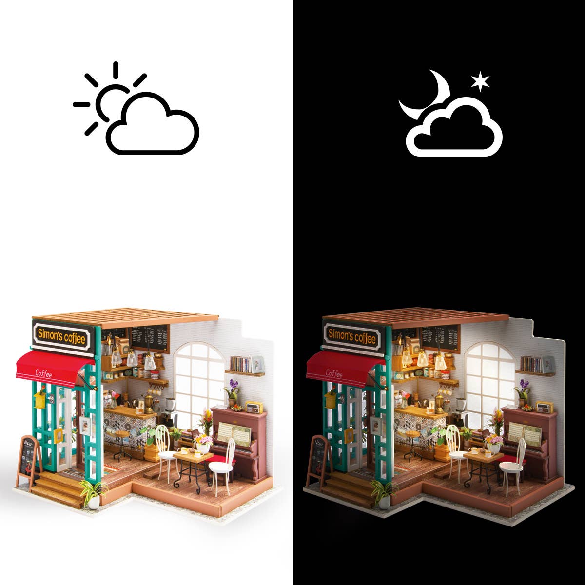 Simon's Coffee Shop DIY Miniature Dollhouse Kit