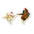 Dancing Rooster & Hen Vinyl Sticker