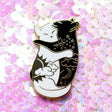 Glitter Punk Day and Night Hugging Cats Enamel Pin