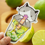 Boba Cat Dancing Mojito Vinyl Sticker