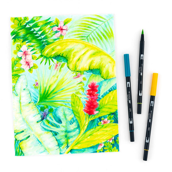 Dual Brush Pen Art Markers, Tropical, 10-Pack