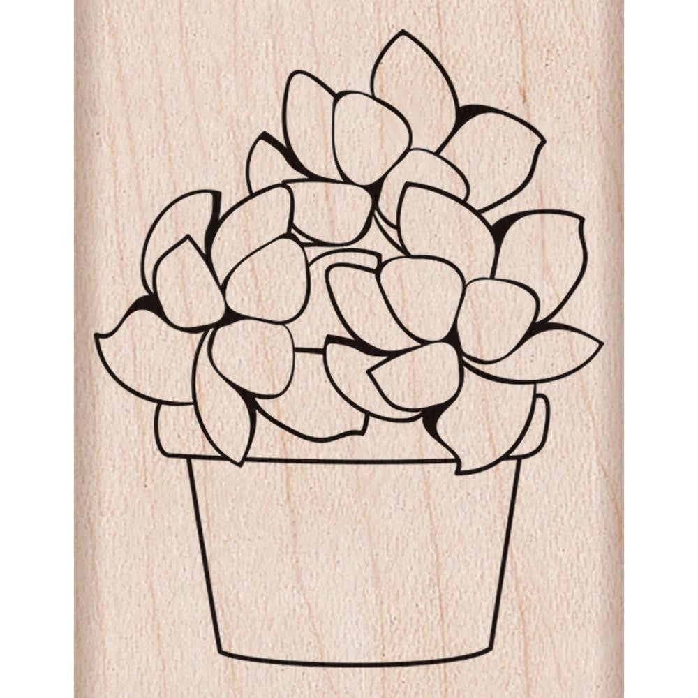 Small Potted Succulent Rubber Stamp