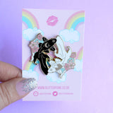 Fish Goldfish Enamel Pin Glitter Punk