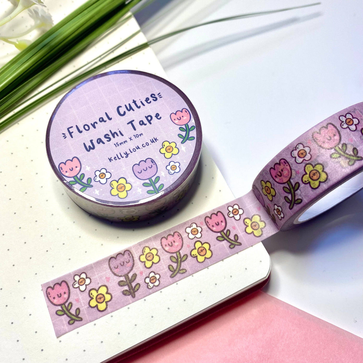 Cinta washi con motivos florales