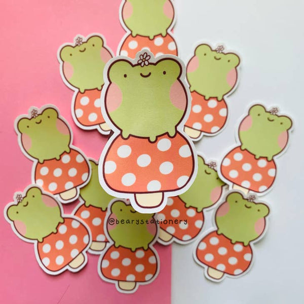 Frog Mushroom Vinyl Sticker