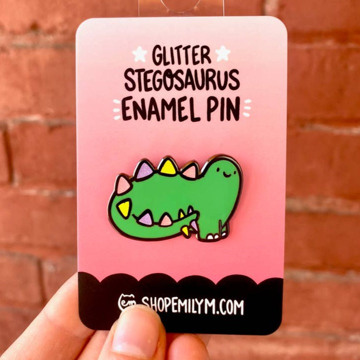 Stegosaurus Enamel Pin Glitter