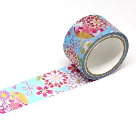 Cinta washi japonesa con estampado floral de campanas