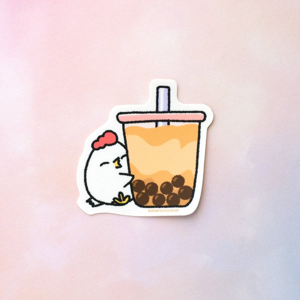 Grumpy Chicken Boba Sticker