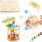 Carousel 3D Wooden Puzzle with Paint Kit