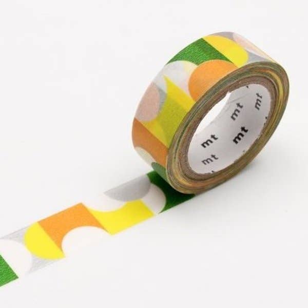 Washi MT de color amarillo y verde semicircular