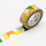 Washi MT de color amarillo y verde semicircular