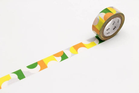 Washi MT de color amarillo y verde semicircular