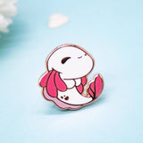 Happy White Albino Axolotl Enamel Pin