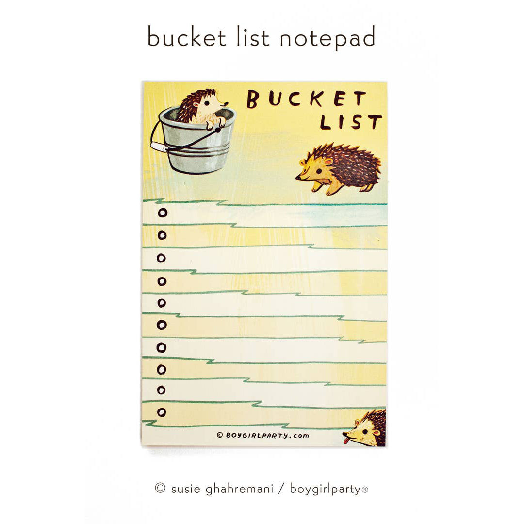 Hedgehog Bucket List Note Pad