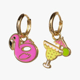 Pendientes de aro Margarita Flamingo