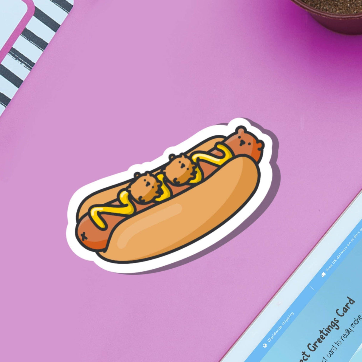 Hot Dog Bear Vinyl Sticker