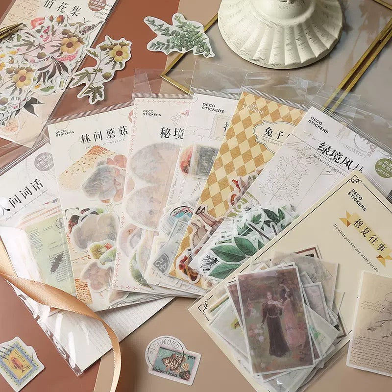 Postage Stamp Washi Flake Sticker (40 pieces)