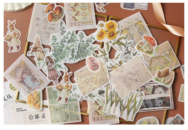 Postage Stamp Washi Flake Sticker (40 pieces)