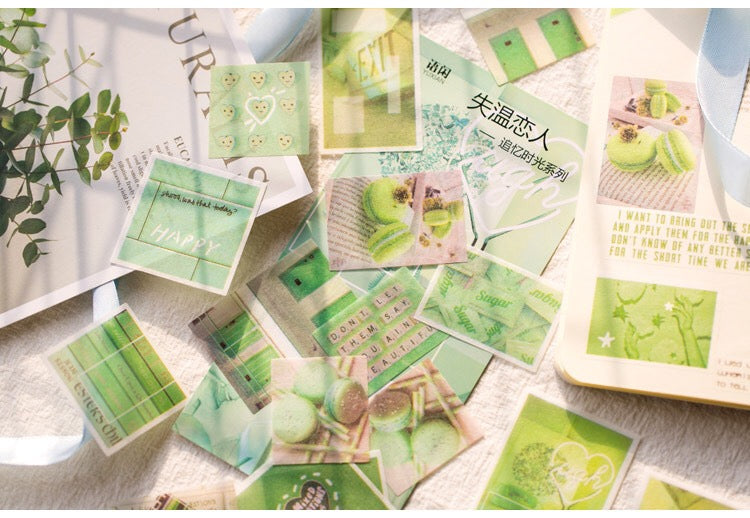 Picture Collage Flake Sticker Green (60 pieces)