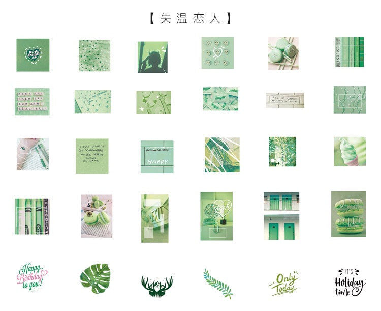 Picture Collage Flake Sticker Green (60 pieces)