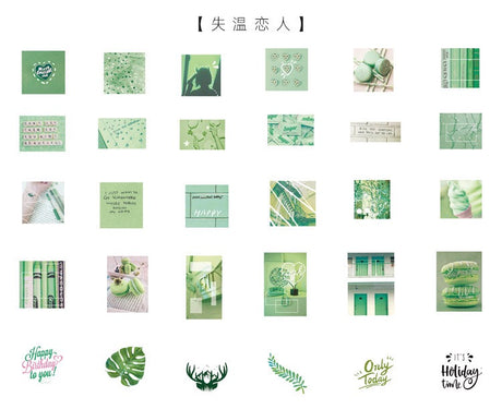 Picture Collage Flake Sticker Green (60 pieces)