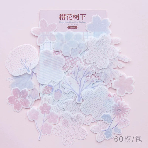 Cherry Blossom Washi Flake Sticker (60 pieces)