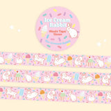  15mm washi tape featuring rabbits and ice cream!