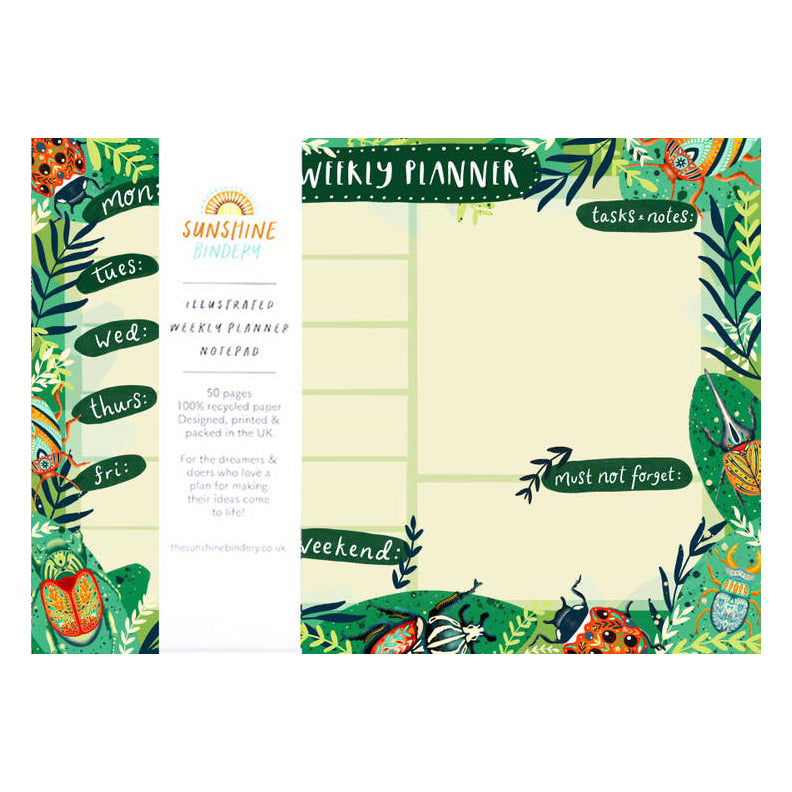 Jungle Bugs A4 Weekly Planner Notepad