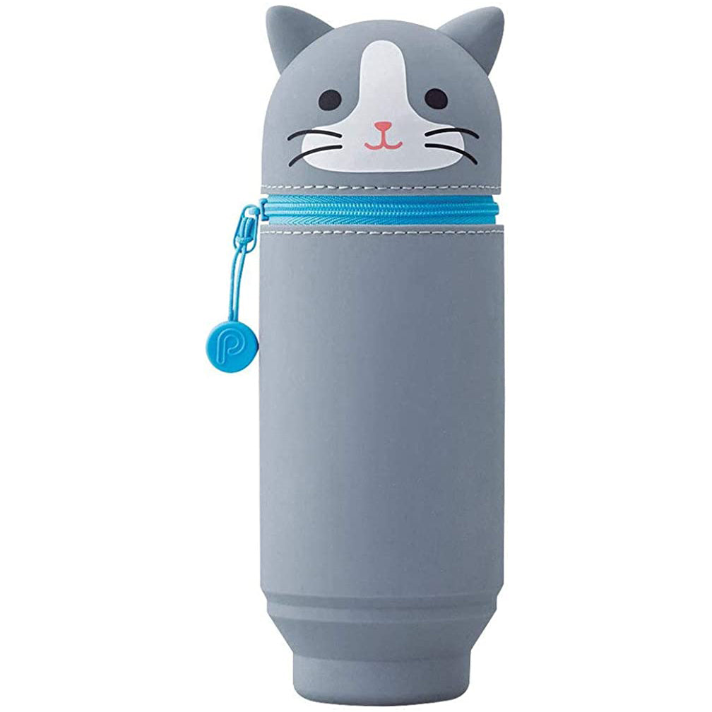 Lihit Lab PuniLabo Stand Up Pen Case Gray Cat