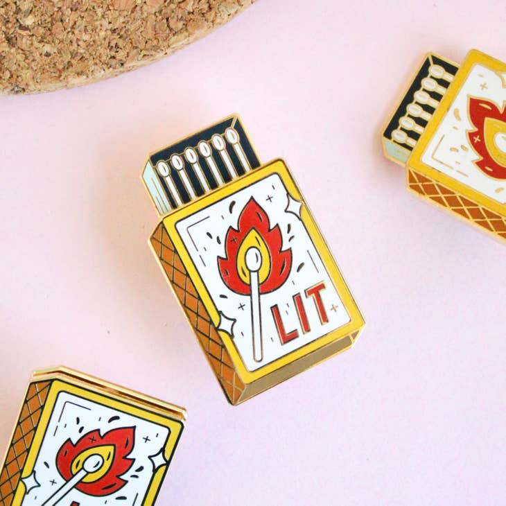 Match Box Lit Enamel Pin