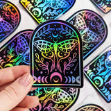 Luna Moth Celestial Moon Phase Holographic Vinyl Sticker