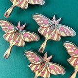 Flying Luna Moth Pin (Interactive Enamel Pin)