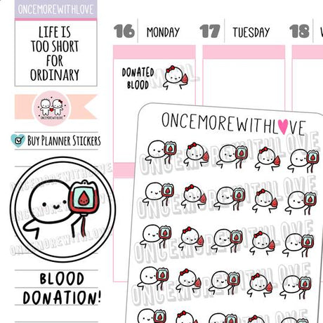 Blood Donation Munchkin Planner Stickers