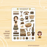 Cute Brown Academia Girl Stickers PaperaicaShop