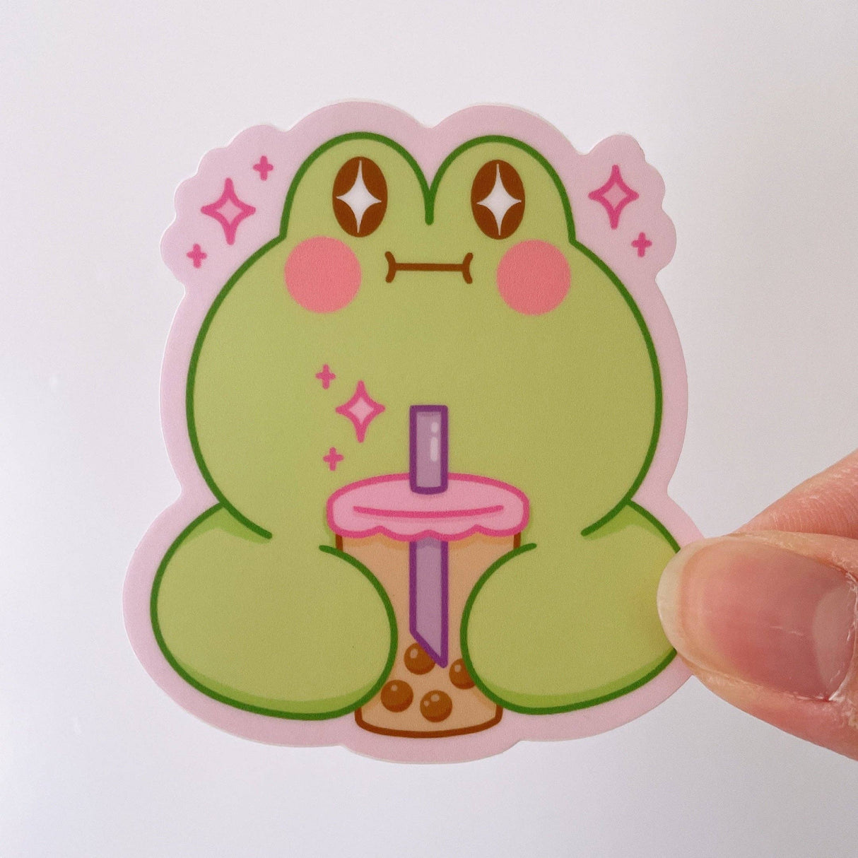 Matcha the Frog Boba Sparkles Vinyl Sticker