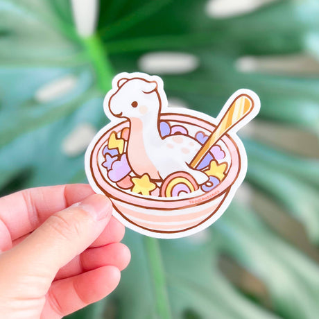 Monster Cereal Bowl Vinyl Sticker - Cream and Pink