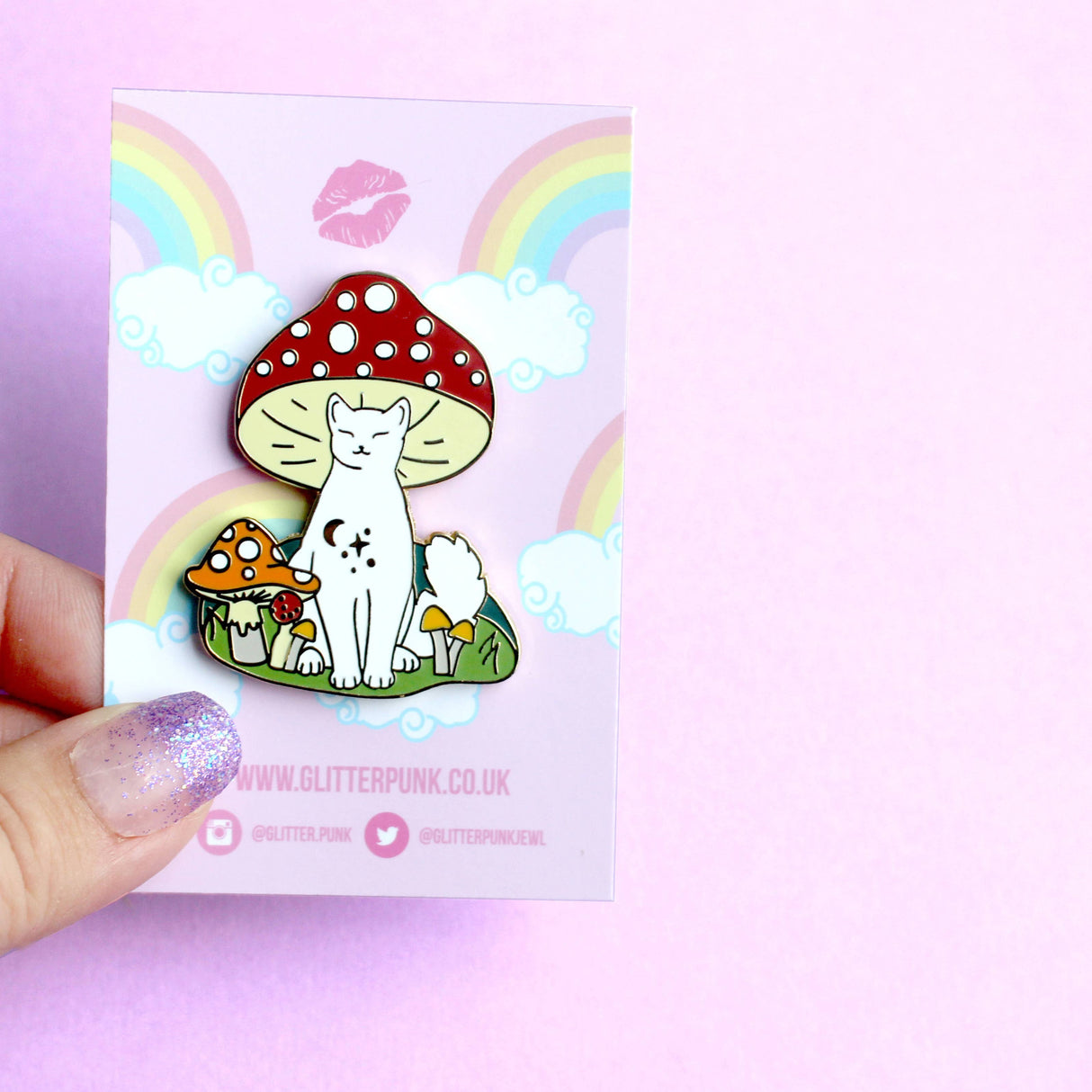 Mushroom Cat Enamel Pin