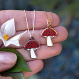 Mushroom Charm Necklace Gold Plated