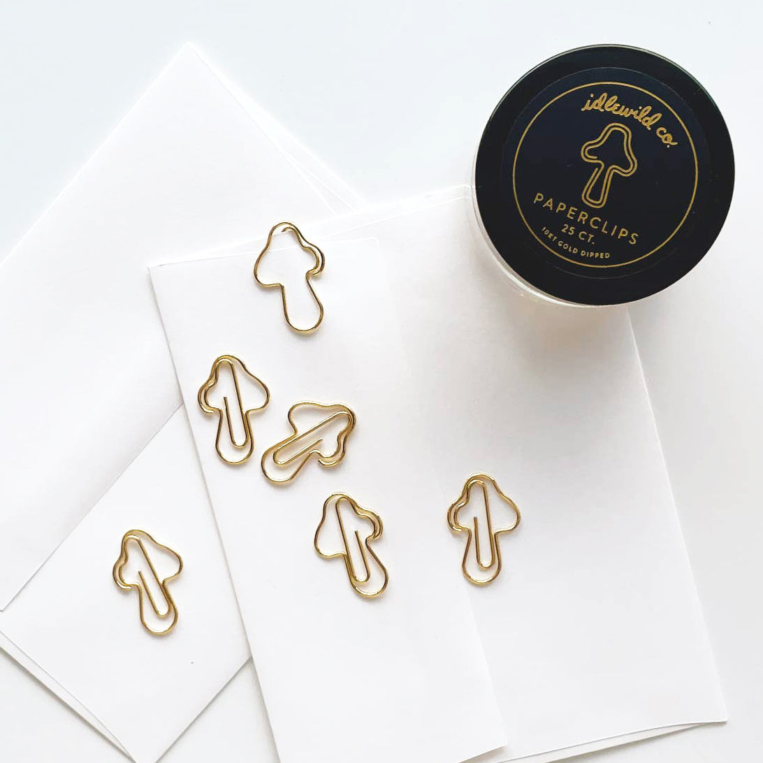 Mushroom Gold Plated Paper Clips