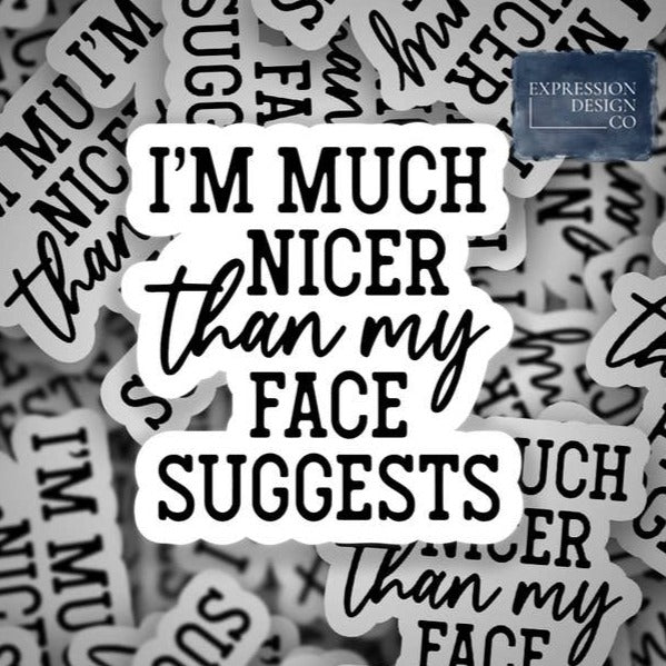 Nicer Than My Face Suggests Vinyl Sticker