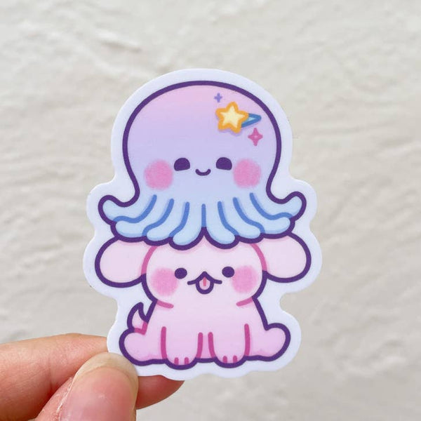 Octopus Hat Puppy Vinyl Sticker