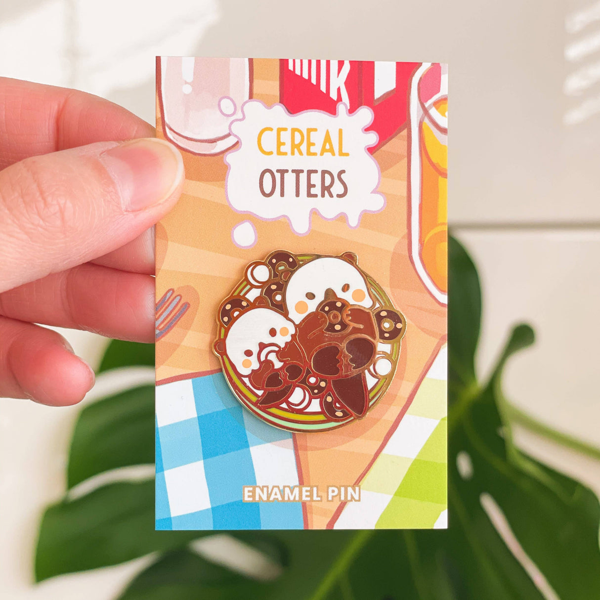 Otters Cereal Bowl Marshmallow Choco Enamel Pin