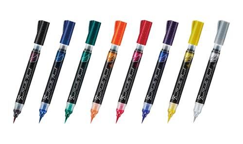 Pentel Dual Metallic Brush Pens - 8 Color Set ぺんてる デュアルメタリックブラッシュ 8色セット GFH-D8ST