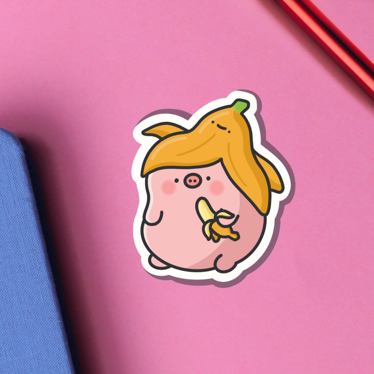 Pig in Banana Skin Vinyl Sticker