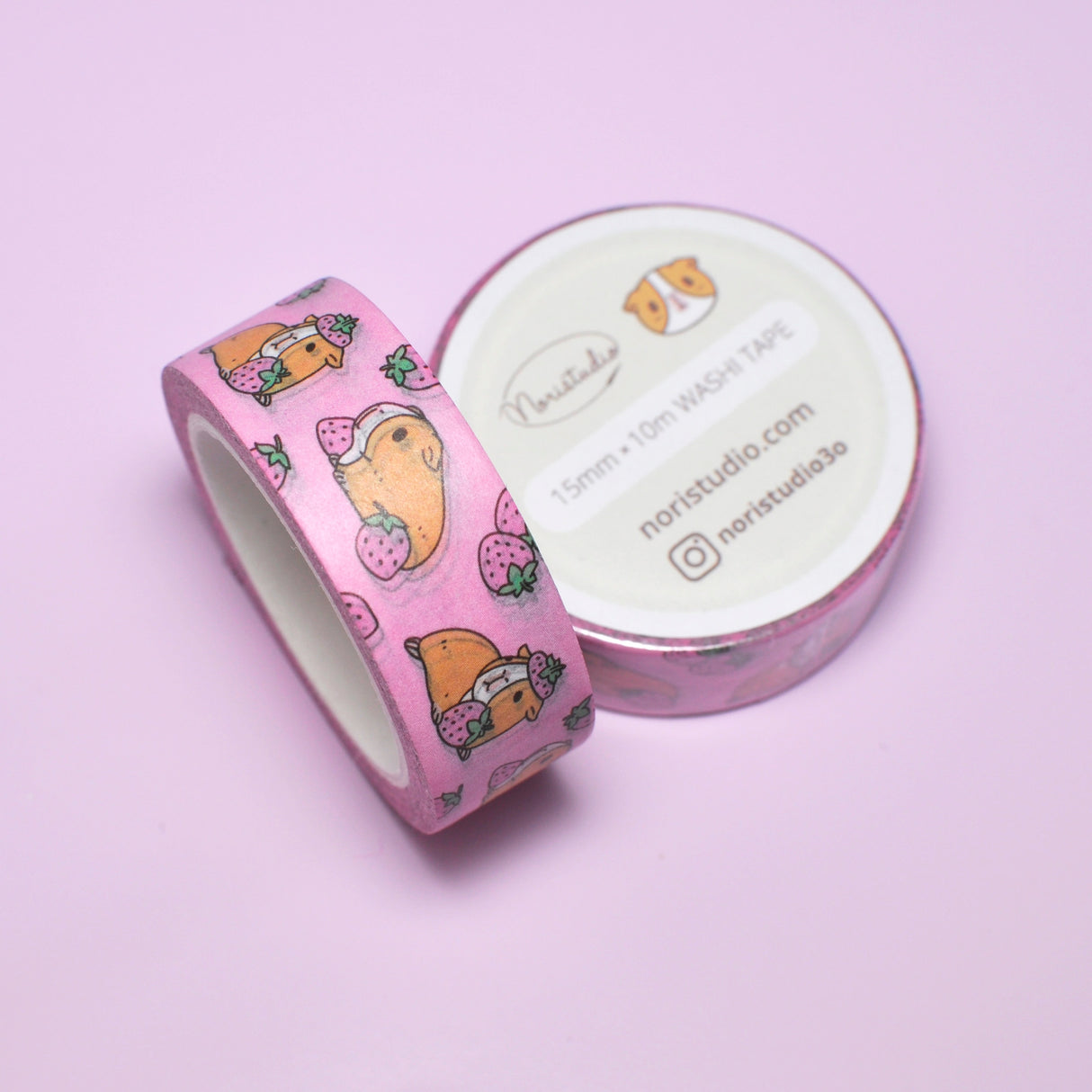 Pink Strawberries and Guinea Pig Washi Tape